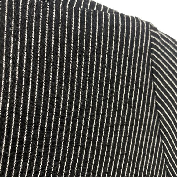 Good Luck Gem faux Wrap Top Size Large Black Micro Stripe Long Sleeves - Picture 4 of 8